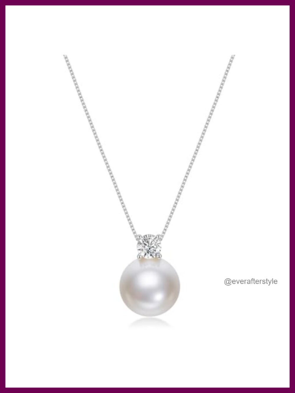 925 Sterling Silver Pendant Pearl Necklace with CZ Accent Women